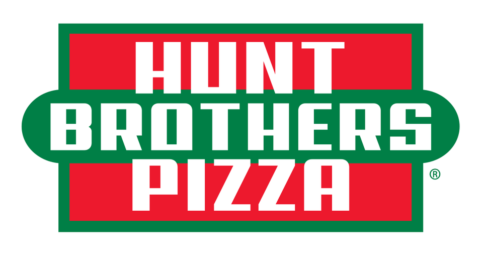 Hunts Brothers Pizza green and red logo. 